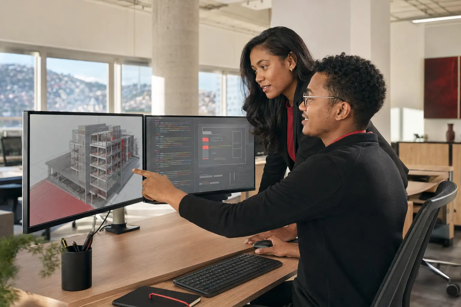 A technical team working on BIM drawings